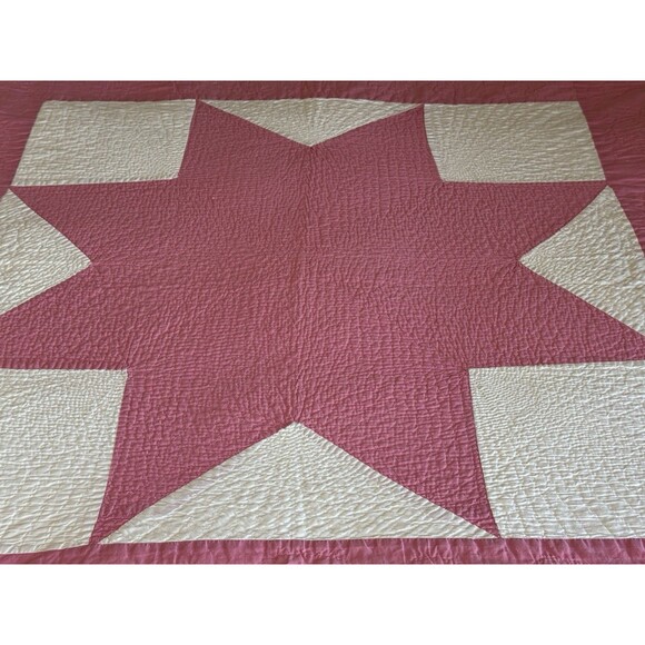 Queen Handmade Star & Angel Wings Quilt 63" x 80" Amazing Detailed Hand Quilting - Picture 9 of 16